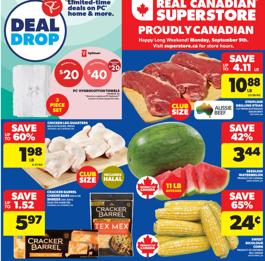 Real Canadian Superstore : Back to School 스페셜 (~9월 9일까지): 학교 및 오피스용 학용품, 간식류, 도시락용 스낵류를 묶어 파는 전용 할인 책자 프로모션이 한창입니다.