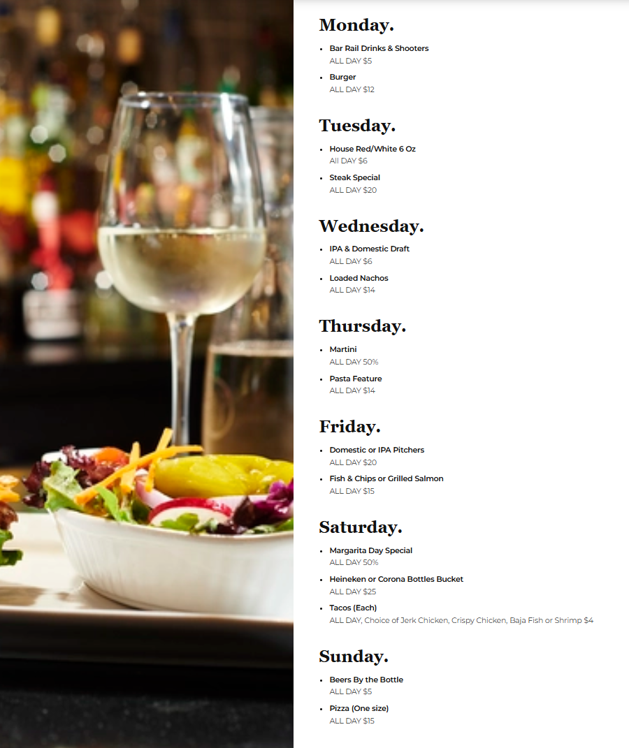  Daily Kitchen Specials 혜택을 매주 상시